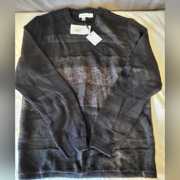 NEW Calvin Klein Charcoal and Slate Crewneck Sweater, Size Large - Picture 5 of 5
